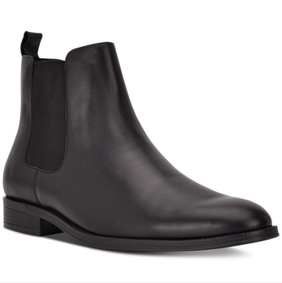 Calvin Klein Men's Juno Chelsea Black Leather Boots 10.5 Like New - Picture 1 of 7